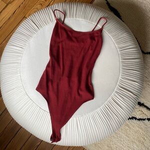 Reformation Maroon Dark Red Backless Bodysuit